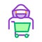Shopping Cart Thief Icon Vector Outline Illustration