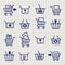 Shopping cart or trolley sketch icons