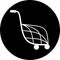 Shopping cart, trolley vector in black circle icon. Contain such icon as mobile shop, web site, and ui. Cart flat collection of we