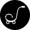 Shopping cart, trolley vector in black circle icon. Contain such icon as mobile shop, web site, and ui. Cart flat collection of we