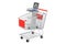 Shopping cart with ultrasound diagnostic machine, scanner. 3D rendering