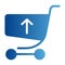 Shopping cart with up arrow flat icon. Supermarket color icons in trendy flat style. Trolley gradient style design