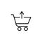 Shopping cart with up arrow sign