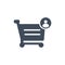 Shopping cart with user or account sign vector icon. flat sign for mobile concept and web design. Account purchase simple solid