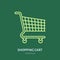 Shopping cart vector flat line icons. Retail store supplies, trade shop, supermarket equipment sign. Commercial trolley