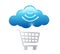 Shopping cart and wifi cloud illustration