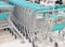 Shopping carts in department stores were arranged in an orderly fashion.