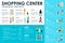 Shopping Center concept Retail infographic flat web vector illustration. Info, Graphic, People, Room, Shop, Boutique