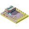 Shopping center with parking isometric vector