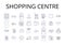 Shopping centre line icons collection. Retail complex, Marketplace, Mall plaza, Trade center, Bazaar hub, Mercantile