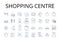 Shopping centre line icons collection. Retail complex, Marketplace, Mall plaza, Trade center, Bazaar hub, Mercantile