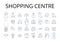 Shopping centre line icons collection. Retail complex, Marketplace, Mall plaza, Trade center, Bazaar hub, Mercantile