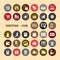 Shopping color icons set, Circle botton icons modern design