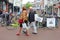 Shopping couple in the city of Leeuwarden, Friesland, Holland