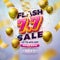 Shopping Day Flash Sale Design with 3d 7.7 Number on Podium and Falling Confetti on Light Background. Vector 7 July
