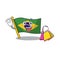 Shopping flag brazil isolated with the cartoon