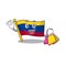 Shopping flag colombia isolated in the cartoon