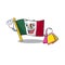 Shopping flag mexico character in mascot shaped