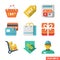 Shopping Flat icon set for Web and Mobile Applicat