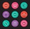 Shopping flat linear long shadow icons set