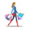 Shopping girl. Woman with colourful shopping bags.Sale concept