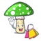 Shopping green amanita mushroom character cartoon