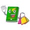 Shopping green passport in the cartoon shape