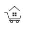 Shopping icon. Black cart design with home. Concept Shopping at home.