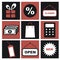 Shopping Icons, Black and White E-commerce Pictograms