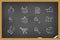 Shopping icons on blackboard