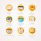 Shopping icons set. Modern flat colored illustrations. Online commerce and retail business related icons.