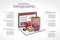 Shopping infographic. Gifts, open laptop with 5 steps