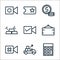 shopping line icons. linear set. quality vector line set such as calculator, truck, camera, board, camera shots, gold, dollar