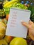 Shopping list in the supermarket (english