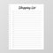 Shopping list template. Planner page. Lined and numbered paper sheet. Blank white notebook page isolated on grey. Stationery for