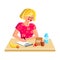 Shopping List Writing Girl On Kitchen Table Vector