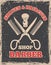 Shopping logo in retro style. Barbershop poster