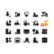 Shopping mall categories black glyph icons set on white space