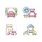 Shopping mall products and services RGB color icons set