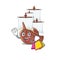 Shopping miniature pirate ship cartoon on table