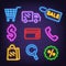Shopping neon icons