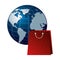 shopping online bag and world commerce