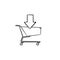 Shopping online cart hand drawn outline doodle icon.