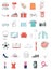 Shopping online color icons thin line style vector illustration