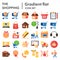 Shopping online flat icon set, internet store symbols collection, vector sketches, logo illustrations, commercial signs