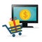 shopping online laptop cart gift coin gold