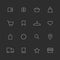 Shopping outline icons stock vector set white stroke on grey background