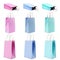 Shopping paper bags in pastel colors.