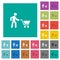 Shopping person with cart square flat multi colored icons