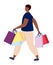 Shopping person consumer with purchase bags vector illustration